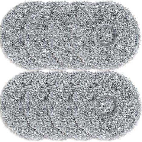 Coocheer – Pack de 8 chiffons microfibre gris foncé – Compatibles aspirateurs Dreame L10s/L10/L20/Xiaomi X10/X20 – Nettoyage efficace sols durs