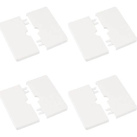 4 Plaque De Recouvrement, Carrée Fendue, Trou 12 Mm, ABS Blanc, Pour Mur Et Câble