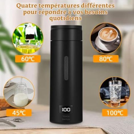 Bouilloire Voyage 380 ml, 4 Températures, Inox 304 (1/4)