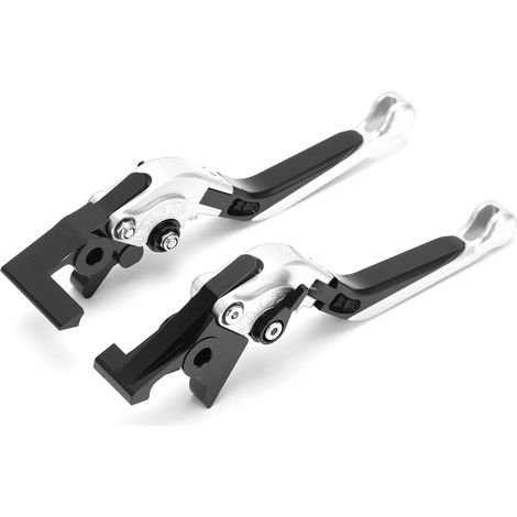 2 Stück Motorrad-Brems- und Kupplungshebel, verstellbar, CNC-gefräst aus Aluminiumlegierung, Ersatz für FORZA 250/300/350 (2018–2021), Silber (1/5)