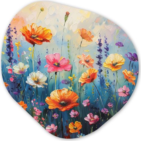 CERCHIO DA PARETE Fiori - Natura - Acquerello - Arte 40x40 cm (1/4)