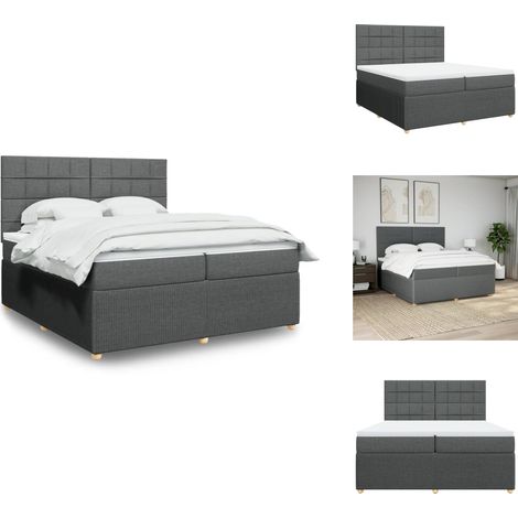 Sommier à lattes de lit avec matelas Gris foncé 200x200cm Tissu - Sommier À Lattes De Lit - Sommiers À Lattes De Lit - Lit - Meuble De Chambre À Coucher (1/5)