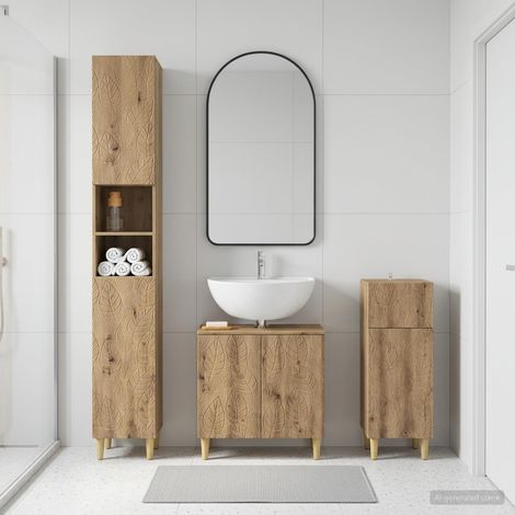 vidaXL 3 Piece Bathroom Cabinet Set DELFT Artisan Oak Engineered Wood (1/5)
