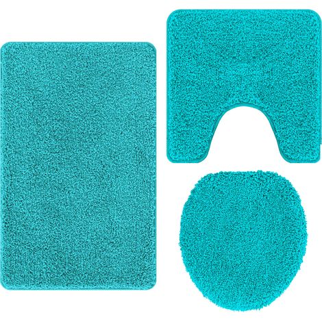 Maison Exclusive - Set di tappetini antiscivolo per il bagno 3 pz Turchese PP (1/5)