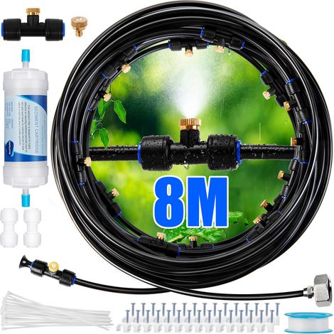 Système de brumisation pour terrasse extérieure m avec filtre à eau jardin piscine fêtes et jeux aquatiques. 8 (1/5)