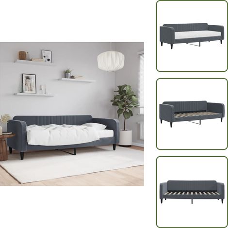 The Living Store Tagesbett mit Matratze Dunkelgrau 90x200 cm Samt - Schlafsofa (1/5)