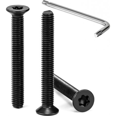 Vis à Tête Fraisée Torx M5 x 40 mm Noir Vis à Six Pans Creux en Acier Inoxydable A2 V2A à Tête Fraisée Métaux avec Clé T25 Filetage Complet 30 Pièces (1/5)