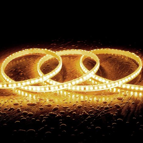 Ruban LED Dimmable Auto-redressement 220V SMD2835 120LED/m 1000 lm/m IP65 Largeur 12mm sur mesure Coupe tous les 10cm Blanc chaud 25 m 2700K (1/4)