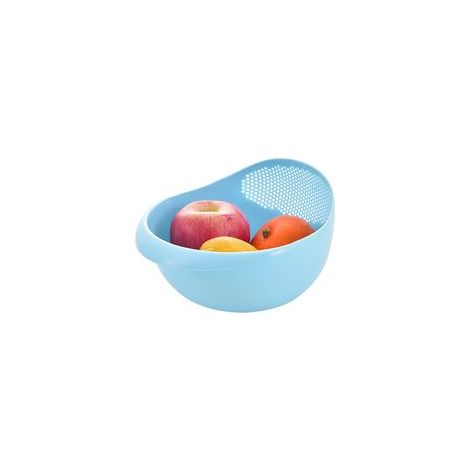 Reissieb aus Kunststoff mit Griff, Küchenabtropfkorb, Reisschüssel, Abtropfkorb, Küchenutensil, 1 Stück, blau-Crezuo