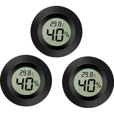 Lot de 3 hygromètres-thermomètres numériques LCD, pour intérieur et extérieur, compatibles avec humidificateurs, déshumidificateurs, serres, caves et chambres d'enfants. (1/5)