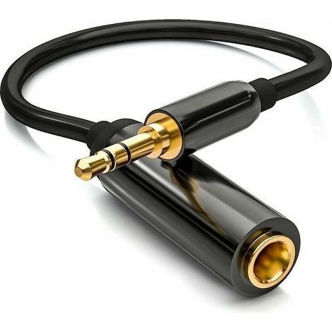 3,5-mm-Stereo-Klinkenstecker auf 6,35-mm-Klinkenbuchse (Adapterkabel), vergoldeter Stecker, Aluminiumgehäuse, für Kopfhörer, Laptops, Gitarren, Klaviere, 30 cm (1/5)