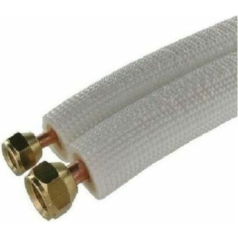 Einbaufertige Doppelrohr-Kältemittelleitungen M1 Klimaanlage 1/4 3/8 vormontierte Fittings 3 Meter NF, Rohrdurchmesser (6+10) 1P3 m Kupferrohr mit Mutter