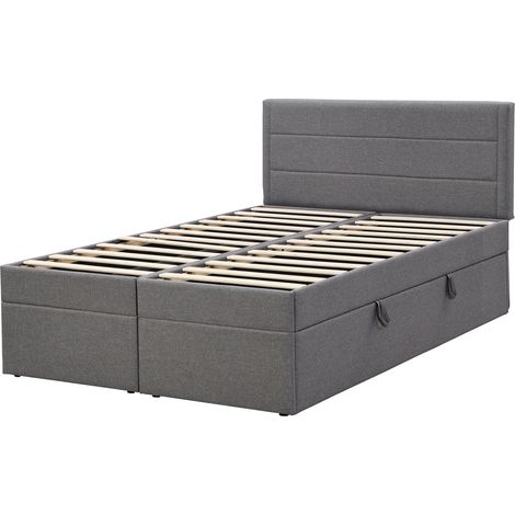 Letto matrimoniale imbottito 140x200 cm grigio con rete sollevabile e contenitore (1/5)