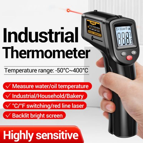 Tonysa – Thermomètre infrarouge sans contact – Plage de mesure -50°C à 400°C – Écran LCD rétroéclairé – Précision rapide en 0,5s – Utilisation cuisine et industrie (1/5)