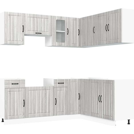 Maison Exclusive - Mueble cocina Lucca sonoma gris 11 pzas madera