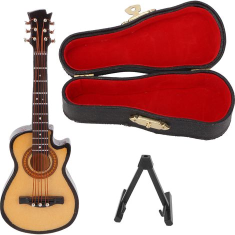 Basswood and Metal Miniature Electric Guitar Model Mini Musical Instrument Ornaments10cm Cutaway Guitar (1/5)