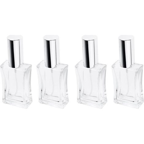 Frasco de perfume, vidrio grueso, boquilla pulverizadora plateada, 50 ml, transparente, para agua de colonia (1/5)