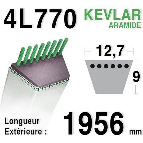 Courroie adaptable 4L770 pour tondeuse MTD HUSQVARNA 532140910 – Longueur 37" – Largeur 34" – Compatible avec modèles 75404062
