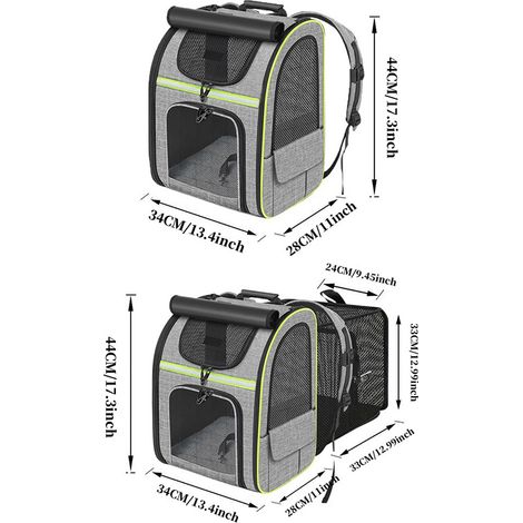 Atmungsaktiver, erweiterbarer Katzenrucksack für den Haustiertransport, Grau (1/5)