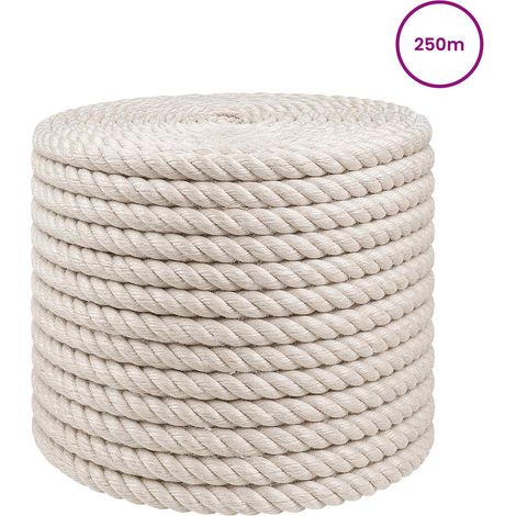vidaXL Jute Rope 250 m 10 White 100% Tossa jute