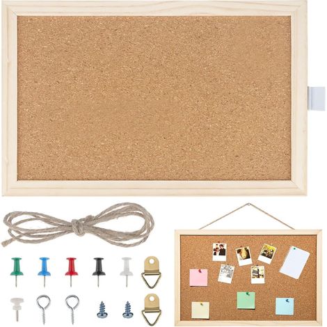 Tableau en Liège Épais, 20x30 cm Tableau en Liège avec Cadre en Bois, Matériel de Fixation et punaises et kit de, Tableau Photo, pour la Cuisine, le Bureau, l'école et la Maison (1/5)