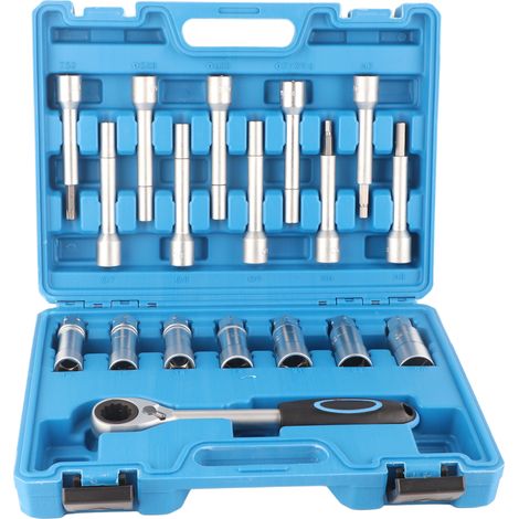 18pcs Kit de douilles pour écrous d'amortisseur universel, outil de démontage professionnel pour réparation automobile (1/5)