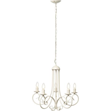 Visconte Livorno Greige Chandelier Traditional Styled Scroll Arm Ceiling 5 Light (1/5)