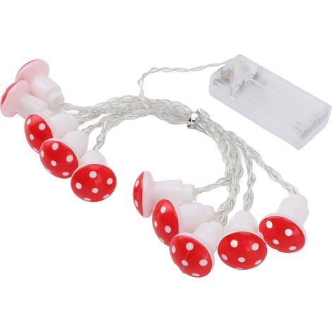 Ortviai Guirlande Lumineuse en Forme de Champignon, 10 LED, 2 m, Alimentée par Piles AA, pour Jardin, Tente, Salon, Chambre