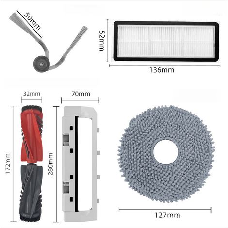 Adecuado para aspiradoras robot Roborock y accesorios, específicamente para el modelo P20 PRO, incluyendo la cubierta del cepillo principal, el filtro, el filtro HEPA, la mopa y la bolsa para el polvo (1/5)