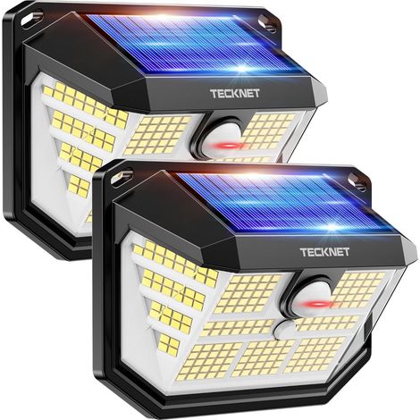 Lampe Solaire Extérieur, 231 LEDs, Projecteur Solaire avec Éclairage à 300°, Lampe Murale Étanche IP65, 3 Modes, avec Détecteur de Mouvement, pour Jardin, Patio et Garage - Pack de 2 (1/5)
