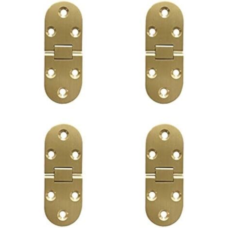 180 Degré Flip Charnières Rabattables en Laiton Bord Rond avec Vis Charnière pour Table Pliante Meubles Armoire Portes Boîte En Bois Anti Rouille Cuivre Polissage Lot de 4 (1/3)