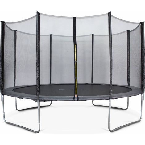 Trampoline rond Ø 400cm gris avec son filet de protection - Mercure - Trampoline de jardin 400 cm 4m Qualité PRO. Normes EU