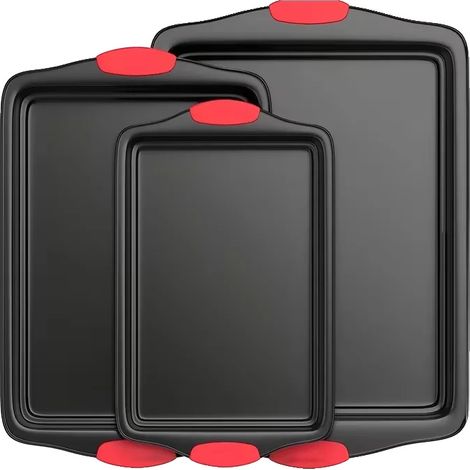 Juego de 3 moldes para hornear, acero al carbono, revestimiento antiadherente. (1/2)
