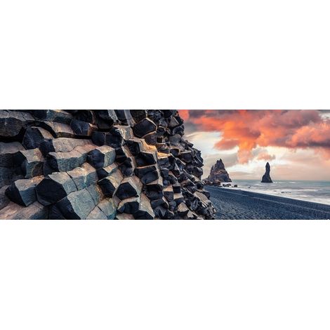 Tableau sur toile falaises d'Islande 30x97 cm - Impression sur Toile Murale Décorative - Image imprimée en HD sur Toile - Toile sur Châssis en Bois FSC - Fabriqué en France (1/5)