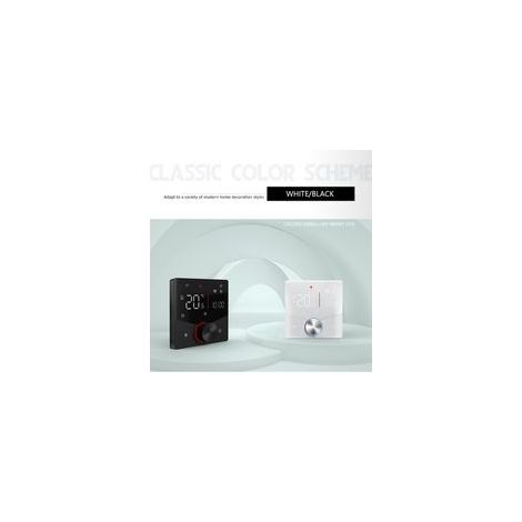 Termostato inteligente WiFi Tuya: programable semanalmente con control por voz, pantalla digital y control táctil para calefacción eléctrica.