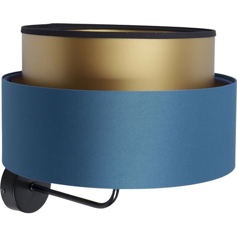 Applique murale satin bleu nuit et or effet lumineux élégant - Bleu marine avec intérieur doré (1/5)
