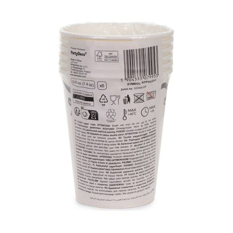 Bicchieri di carta con fiocchi - crema e nero, 220 ml, 6 pezzi