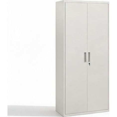 Meuble de rangement de bureau alb en oţel 80 x 40 x 180 cm (1/5)
