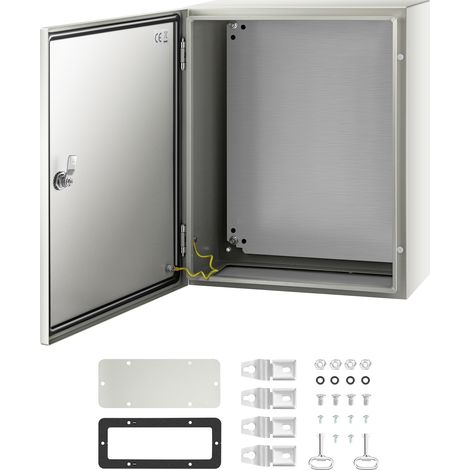 Mophorn Caja de acero NEMA, 20 x 16 x 8", resistente al agua IP66, a prueba de polvo, para interior y exterior, con clasificación NEMA 4X, material de acero, color gris, con placa de montaje