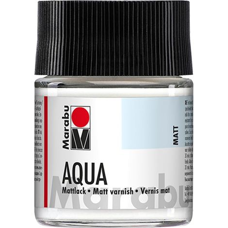 Marabu Vernice Opaca Aqua incolore, Bicchiere da 50 ml, Vernice acrilica Trasparente Opaca a Base d'Acqua, Resistente alla Luce, per la verniciatura di Molti Oggetti e Materiali Artigianali