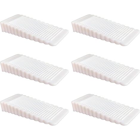 LaBlanc – 6 Stück weißer Türstopper, weicher Gummi, rutschfester Block, höhenverstellbarer Türstopper für Fliesen, Böden, Beton, Zement, Teppiche