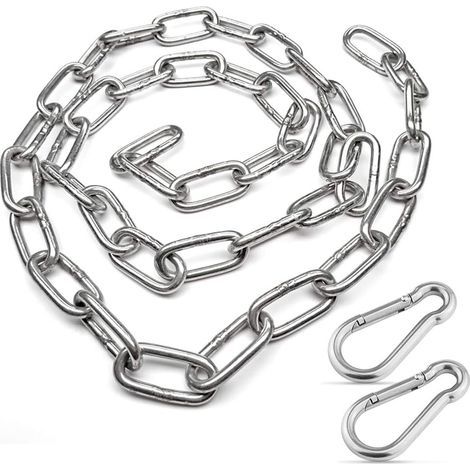 Chaîne de suspension pour chaise en acier inoxydable de 1 mètre avec deux mousquetons, accessoires de quincaillerie robustes pour Pilates, usage intérieur et extérieur (1/5)