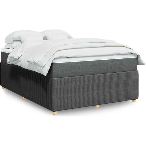 Boxspringbett mit Matratze Dunkelgrau 160x200 cm Stoff