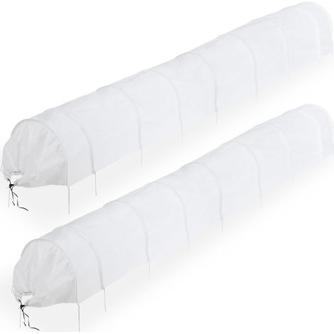 Lot de 2 tunnels de culture jardin 9 arceaux pré-assemblés pour montage rapide en matière plastique noir (1/5)