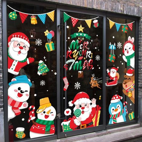 Santa Claus Autocollants,Noël Autocollants Fenetre Noël Stickers,NoëL Stickers Décoration DIY Fenêtres Stickers,Décoration DIY Fenêtres Stickers,Autocollant NoëL FenêTre 200X200cm