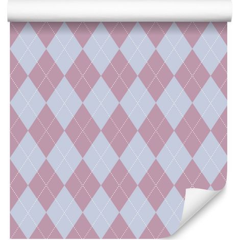 Pastellfarbene Diamanten-Tapete, Lila und Hellgrau, 50 x 1000 cm (1/5)