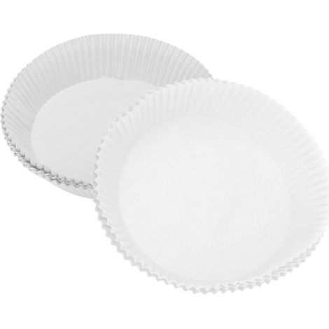50 Feuilles de Cuisson Rondes pour Friteuse, Papier Antiadhésif Jetable pour Four à Micro-ondes et Cuisine - Blanc (1/5)
