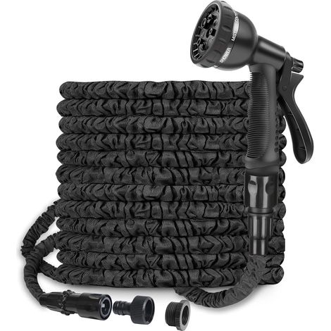 Gartenschlauch 30m, Zauberschlauch von 10m auf 30m erweiterbar, inkl. 3/4&1/2 zoll Verbinder 7-Funktionen Sprühpistole, knickfest & leicht, Garden Hose für Gartenbewässerung & Reinigung