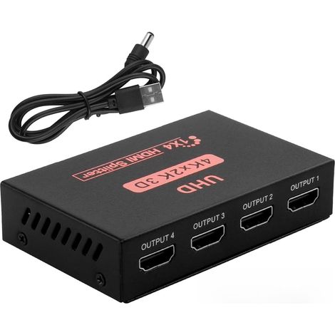 Splitter HDMI 1 Entrée 4 Sorties 4K 30Hz et 1080P Full HD, Répartiteur HDMI 1 vers 4 Moniteurs, TV, Projecteurs, et Home Cinéma, Transmission Audio et Vidéo sans Perte (1/5)