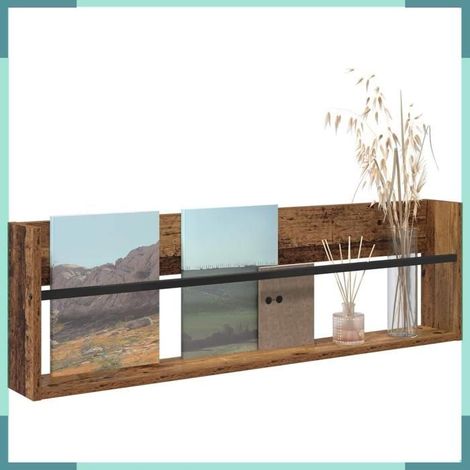 890824 étagère à magazines avec étagère Bois ancien 100 x 12 x 30 cm (1/5)
